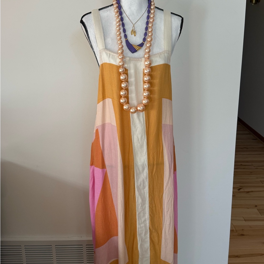 O'Neill Multi‑Color Striped Maxi Dress in Mustard, Pink & Cream